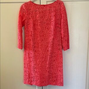 Trina Turk Coral Lace 3/4 Sleeve Dress, Size 6